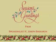 Thumbnail image for 12-22-2020  Season's Greetings  from Speaker - elect  K. Joseph Shekarchi