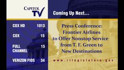 Thumbnail image for 2-28-18 Press Conference:  Frontier Airlines to Offer Non-Stop Flights from T.F. Green to New Destinations